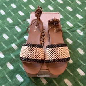 Kaanas Hope Women's Cream and Brown Beaded Sandals